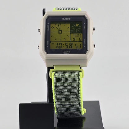 Casio LF20W-8A Modified | POP Lime | With Yellow Tint | Lime and Blue Nylon Loop Strap | Retro Style Watch Gift