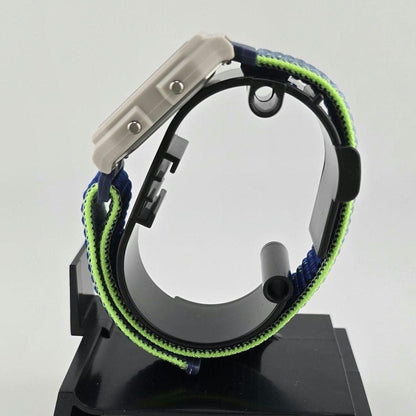 Casio LF20W-8A Modified | POP Blue | With Blue Tint | Blue and Green Nylon Loop Strap | Retro Style Watch Gift
