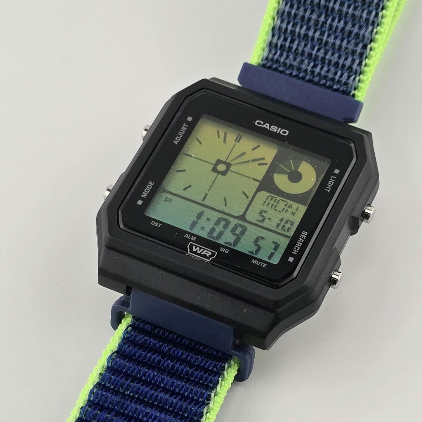Casio LF20W-8A Modified | POP Ocean Mist | Blue and Green Nylon Loop Strap | Retro Style Watch Gift