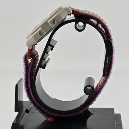 Casio LF20W-8A Modified | POP Rainbow Stripes | Rainbow Nylon Loop Strap | Retro Style Watch Gift